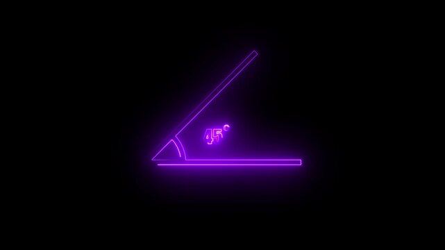 Abstract neon Geometric math graph with an angle measure of 45 degree icon. Icon of 45 degree. Acute angle.