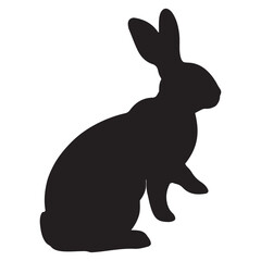 silhouette of a rabbit isolated on white background. Vector flat black rabbit bunny silhouette isolated on white background