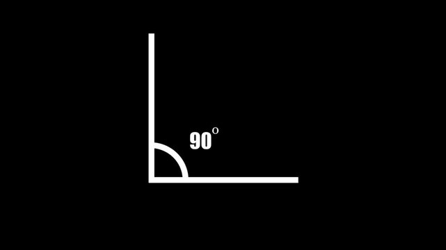 Geometric math graph with an angle measure of 90 degree icon. Icon of 90 degree. Acute angle.
