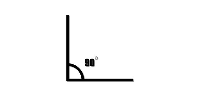 Geometric math graph with an angle measure of 90 degree icon. Icon of 90 degree. Acute angle.
