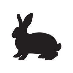 silhouette of a rabbit isolated on white background. Vector flat black rabbit bunny silhouette isolated on white background