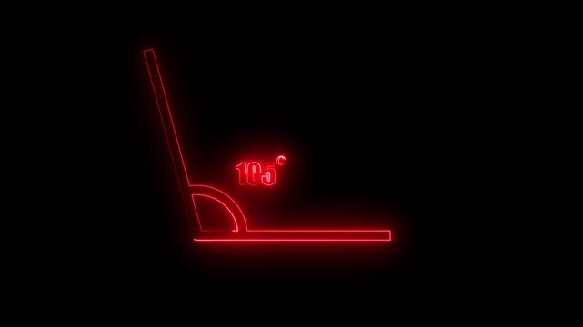 Glowing neon geometric math graph with an angle measure of 105 degree icon. Icon of 105 degree. Acute angle.
