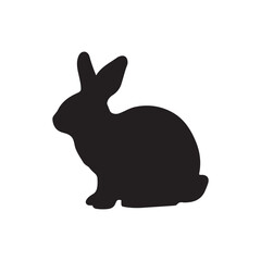 silhouette of a rabbit isolated on white background. Vector flat black rabbit bunny silhouette isolated on white background