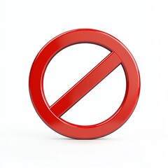 Fototapeta premium A bold red circle with a diagonal line symbolizes prohibition and restrictions in society.