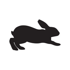 silhouette of a rabbit isolated on white background. Vector flat black rabbit bunny silhouette isolated on white background
