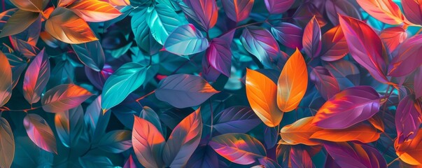 Lively abstract foliage with bright complementary hues, 4K illustration.
