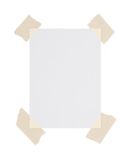 the white sheet is glued with beige tape. White background for cutting