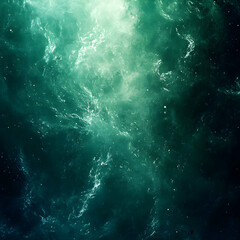 Fototapeta premium Abstract Background - Emerald Green Nebula Cosmic Dust