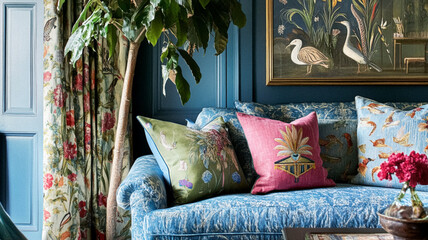 Chic home decor and interior design, furniture and interior decoration accessories, soft furnishings, upholstery and antique textiles in English country house and elegant luxury manor cottage style