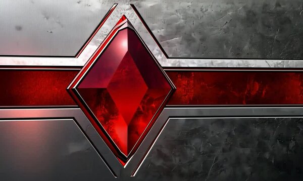 A ruby and silver flat banner with an outline of two garnet lines, in the style of angular geometry, light silver and ruby.
