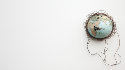 Global communications disruption illustration depicting a world map with broken connections, symbolizing the impact of severed networks on international collaboration and information exchange