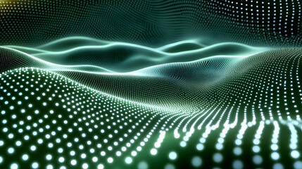 Obraz premium 3D Abstract Background Green Wavy Dotted Landscape