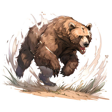 recommend clip art: Cartoon of running bear illustration clipart clip art isolated white background