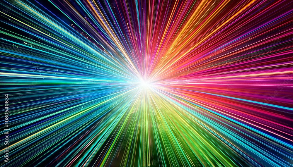 Aufkleber an abstract background showcasing an explosion of colorful line and dots radiating