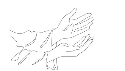 Praying hand lineart drawing design vector,hand praying oneline on white background image stock