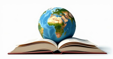 Global Literacy Celebration Open Book and Globe Symbolizing Knowledge for Earth Day Mental Wellness Concept