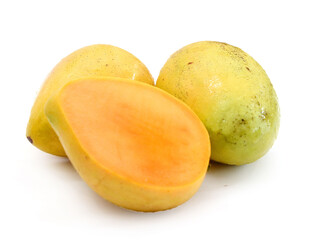 Mango fruit (Mangifera) isolated on white background
