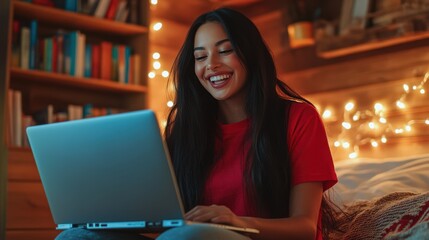The Smiling Woman with Laptop