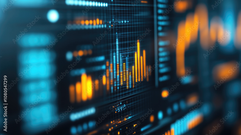 Poster business data dashboard, sleek design, interactive analytic graphs, essential for marketing strategy