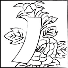 筆書き正方形花札　水無月　牡丹　青短　6月　牡丹に青短