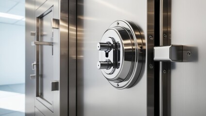 Secure Vault Door with Lock Mechanism Close-Up