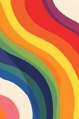 A colorful abstract rainbow design representing pride, diversity, and inclusivity with bold, dynamic waves of vibrant colors.