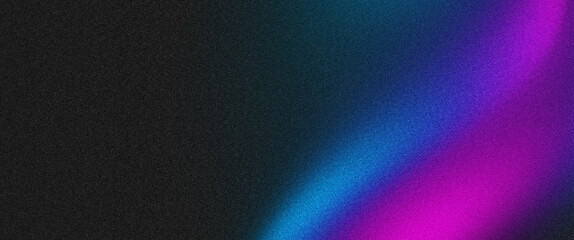 Dark purple blue black grainy gradient background, neon color flow shape,abstract noise texture poster header banner cover design