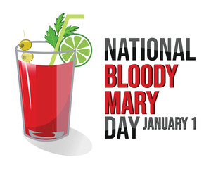 National Bloody Mary Day modern poster. vector banner design, vibrant colors on a horizontal background