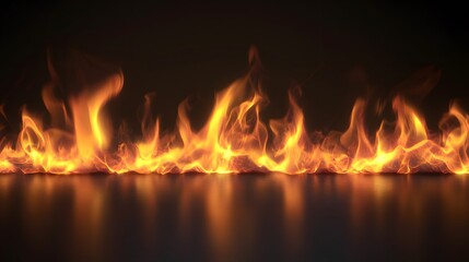 Fire, isolated on a black background, flat lay