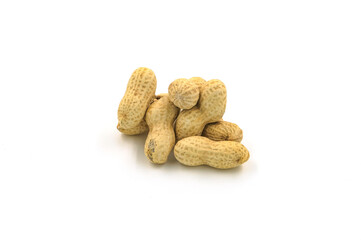 Peanuts on white background. High protein food. Contains many minerals.