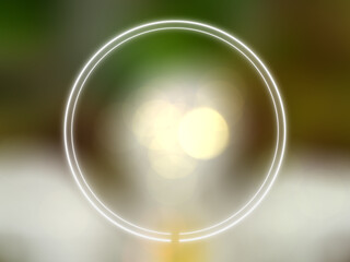 blurred nature and bokeh with neon glowing circle line