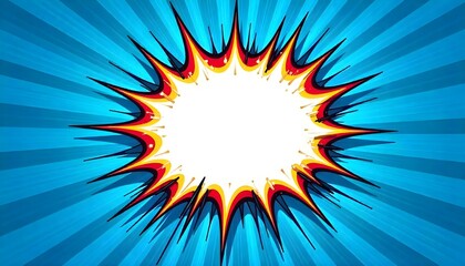Naklejka premium Blue comic book style explosion background with copy space in the center