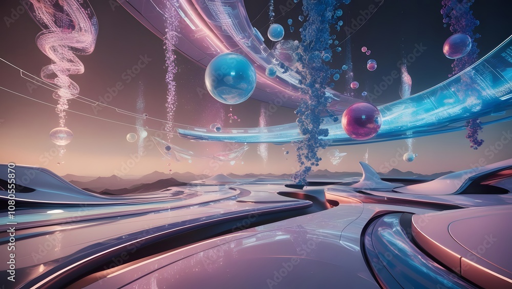 Poster Futuristic design exploration abstract landscape digital art sci-fi environment surreal viewpoint innovation concepts