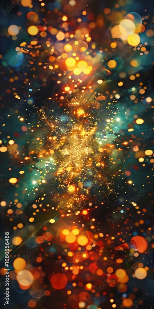 Poster abstract celebration background with conceptual elements that invite reflection and introspection.