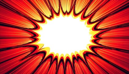 Red comic book style explosion background with copy space in the center