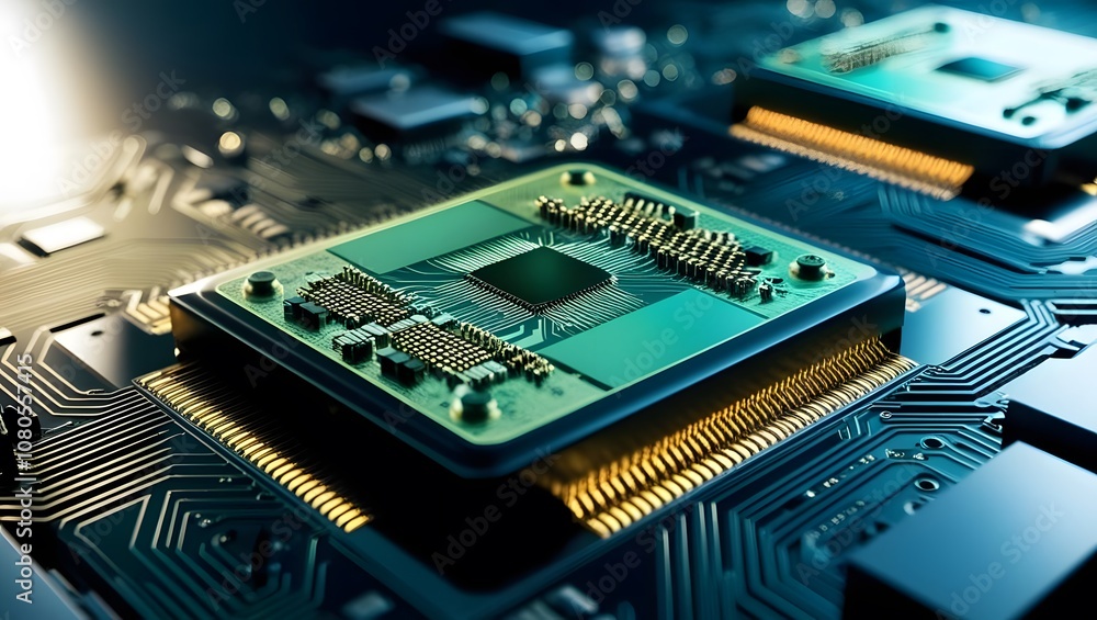 Leinwandbilder exploring technology innovation digital circuitry close-up image high-tech environment macro view fu