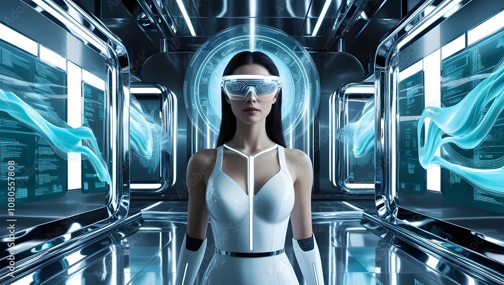 Leinwandbilder futuristic technology integration virtual lab digital art sci-fi environment close-up view artificia