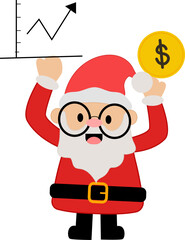 santa claus with growing graphic and coins illustration