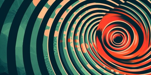 Naklejka premium A captivating abstract design featuring swirling red and green spirals, creating a mesmerizing optical illusion.
