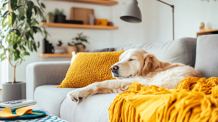 Obraz premium オシャレなインテリアと犬の暮らし