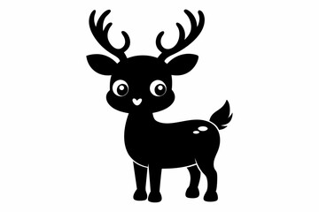 Cute Christmas Reindeer Silhouette Illustration