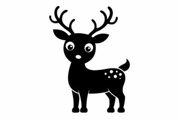 Cute Christmas Reindeer Silhouette Illustration