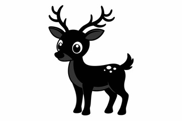 Cute Christmas Reindeer Silhouette Illustration