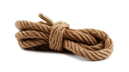 Obraz premium Natural Fiber Rope with a Hook, Ideal for Various Applications Including Crafting, Outdoor Activities, and DIY Projects, Textured Surface for Better Grip and Durability
