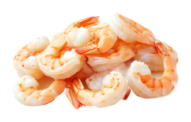 peeled shrimps isolated on white background 