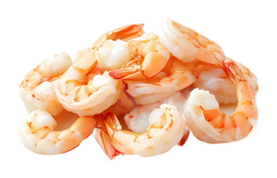 peeled shrimps isolated on white background 