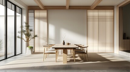 Refined Japanese Inspired Dining Retreat with Minimalist Design Elements and Natural Lighting
