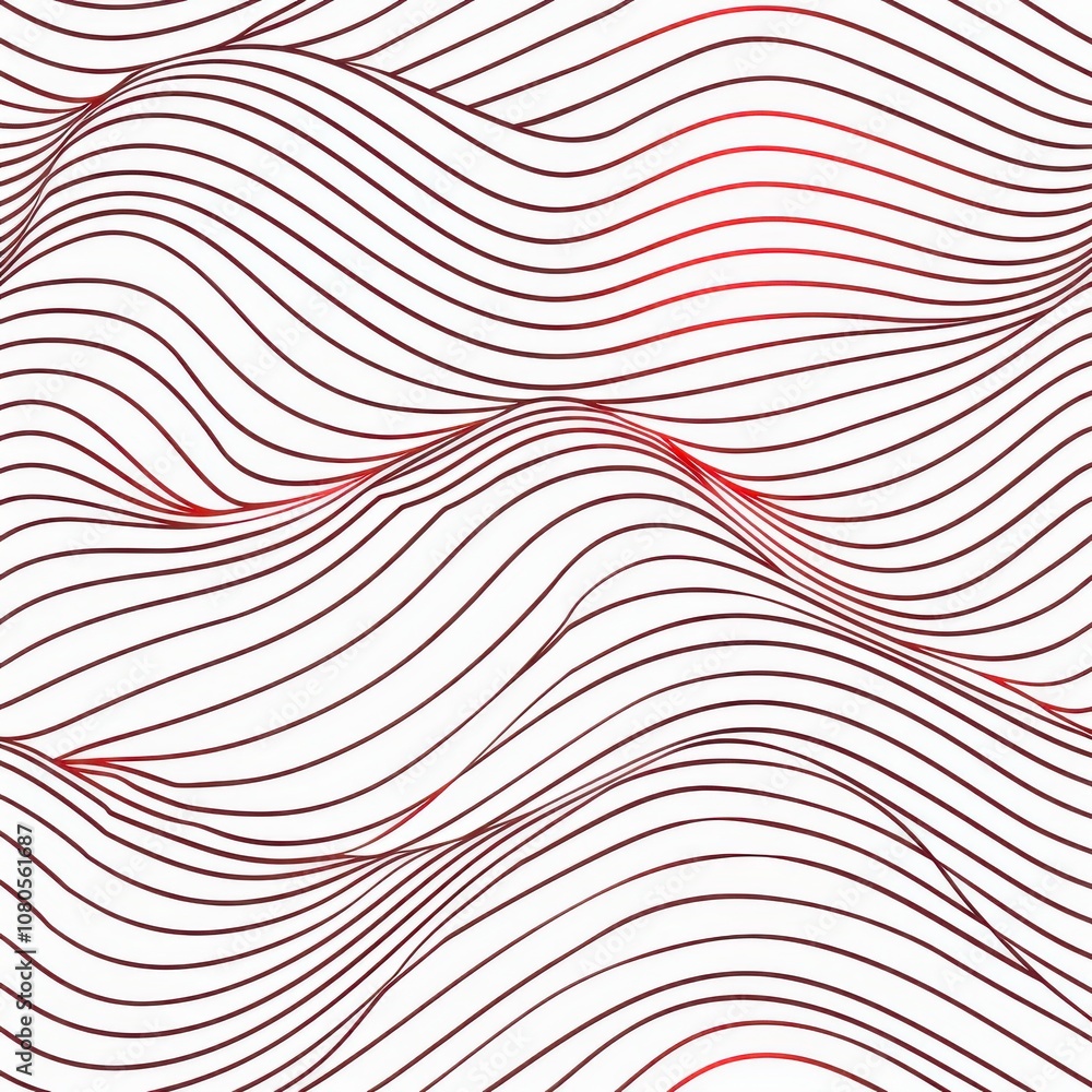 Poster abstract seamless wavy lines pattern in red and black on white background for modern design and crea