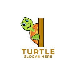 Cute sea turtle cartoon logo vector, Cute Turtle mascot icon vector illustrations