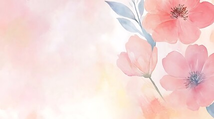 Fototapeta premium A gentle design with watercolor pastel flowers blending into each other creating a soothing backdrop 